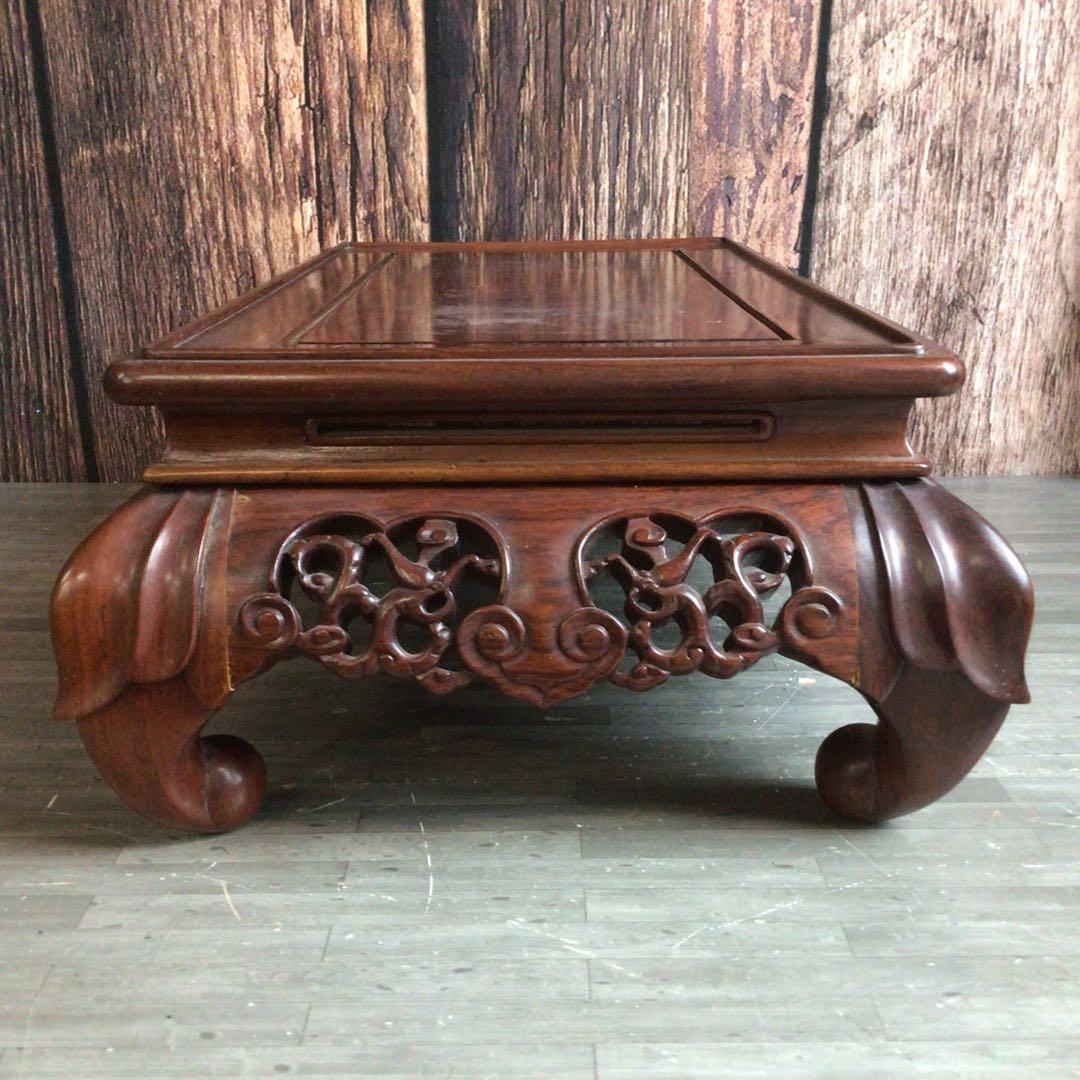 唐木 透かし彫り 花台 盆栽台 香炉台 アンティーク
