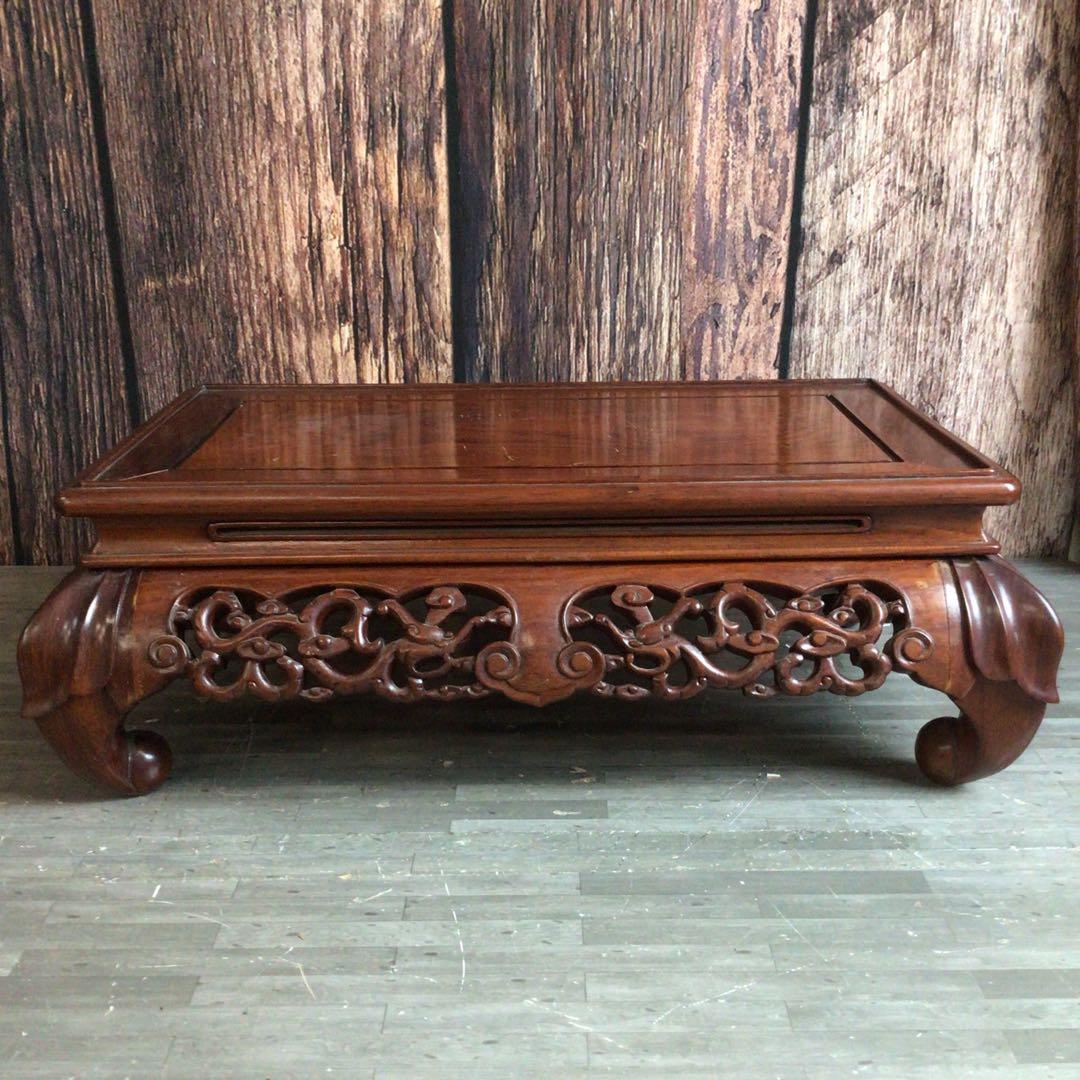 唐木 透かし彫り 花台 盆栽台 香炉台 アンティーク