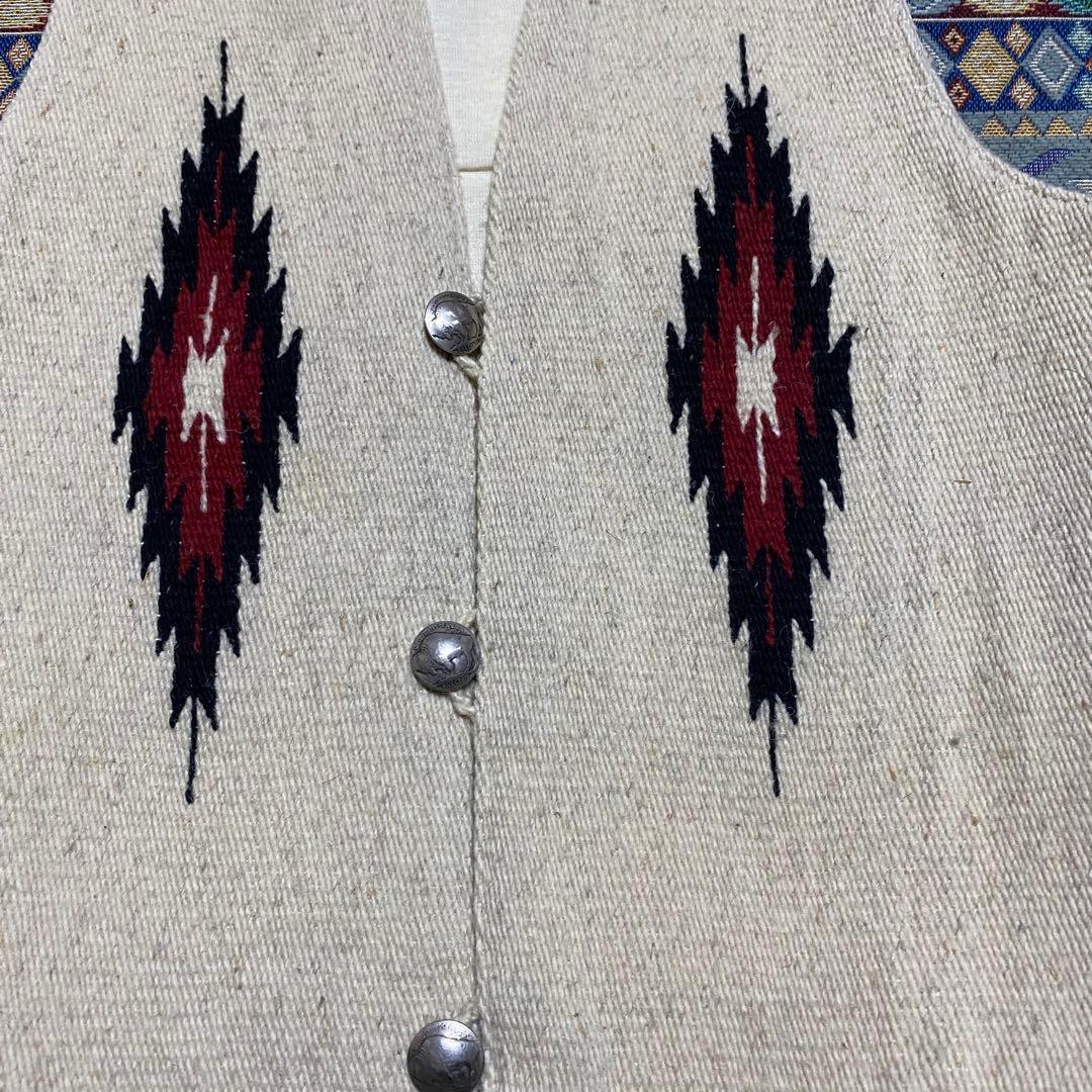 k*i様 80s メキシコ製MF チマヨベスト　オルテガ柄　ウール　M