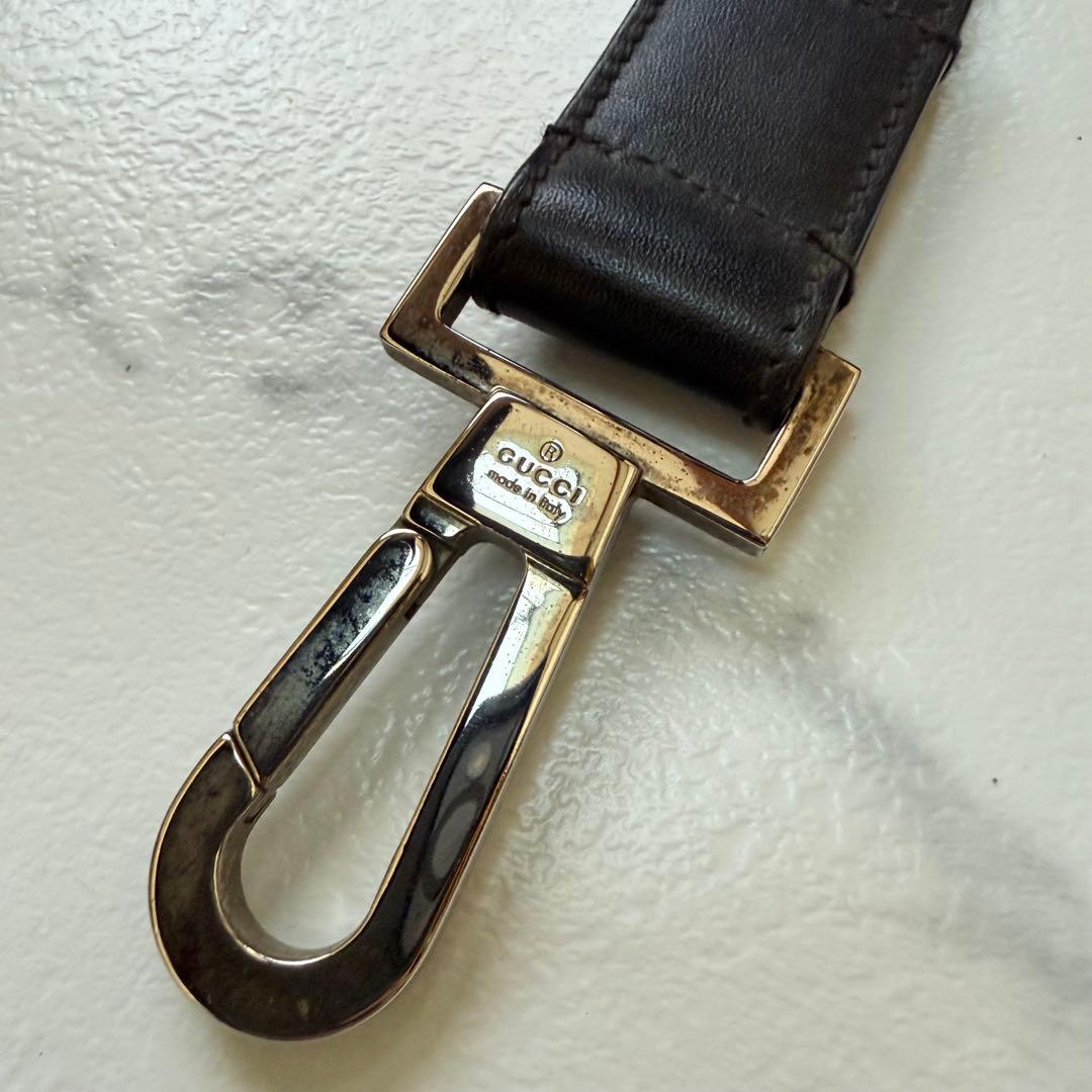 グッチ ロゴ プレート レザー リード 首輪 セット ブラック 中型犬　大型犬