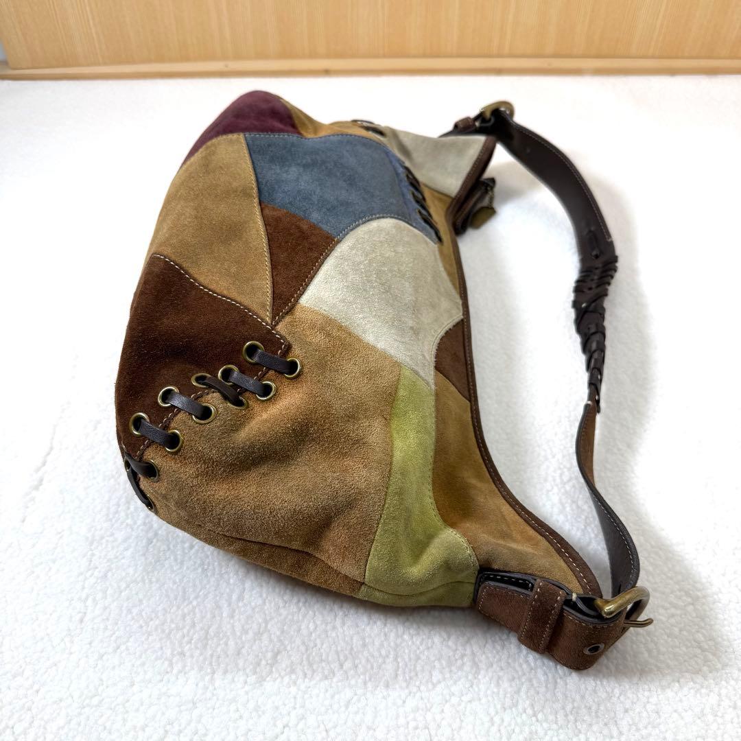 COACH コーチ 9587 スエード×レザー パッチワーク ショルダーバッグ