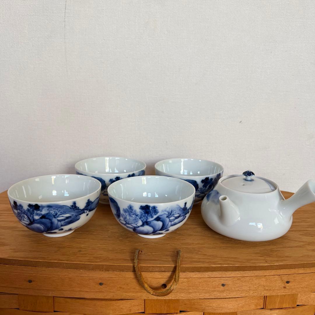 茶道具　平安竹泉　茶碗4客　急須