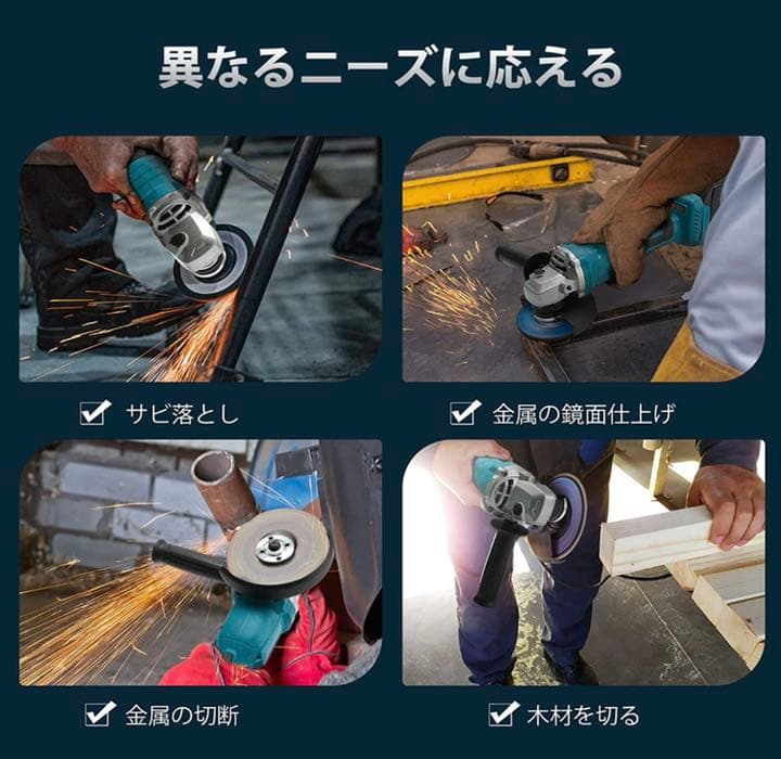 充電式 ディスクグラインダー コードレス 125mm 電動ラインダー3段階変速型