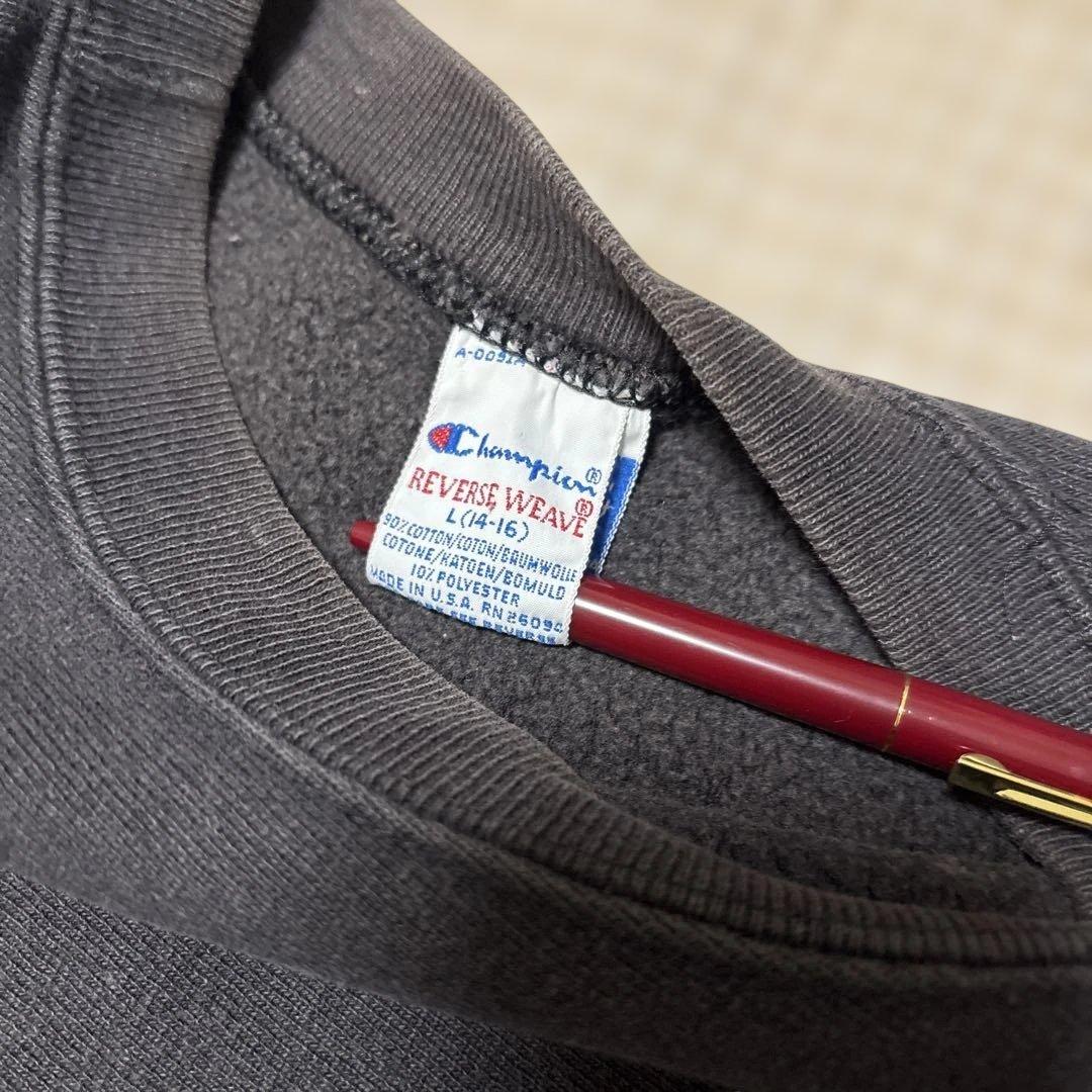 こ*じ様 90s 刺繍タグ リバースウィーブ ブラック L(14〜16)