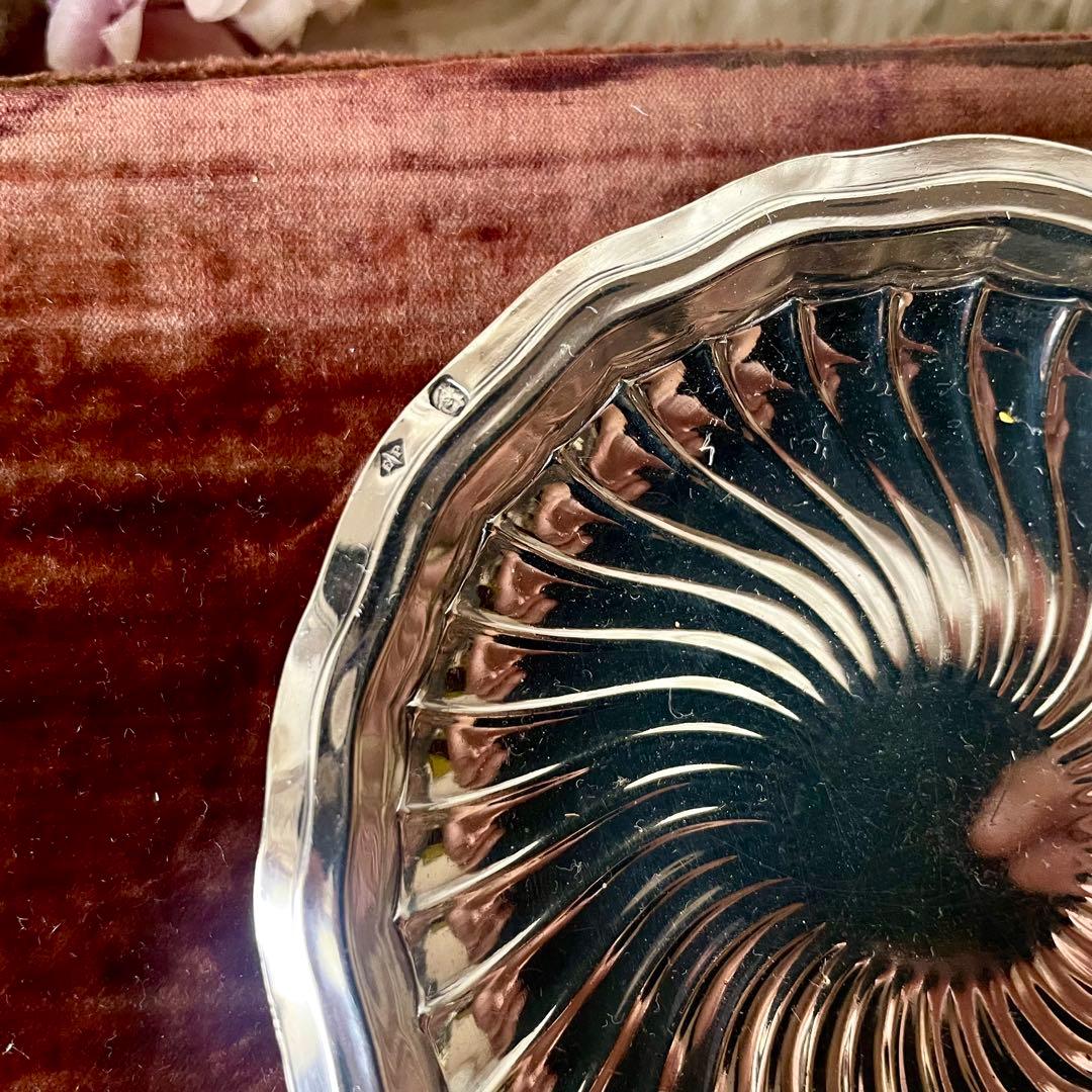 ピュイフォルカ　花リムシルバープレート　純銀　フランスアンティーク