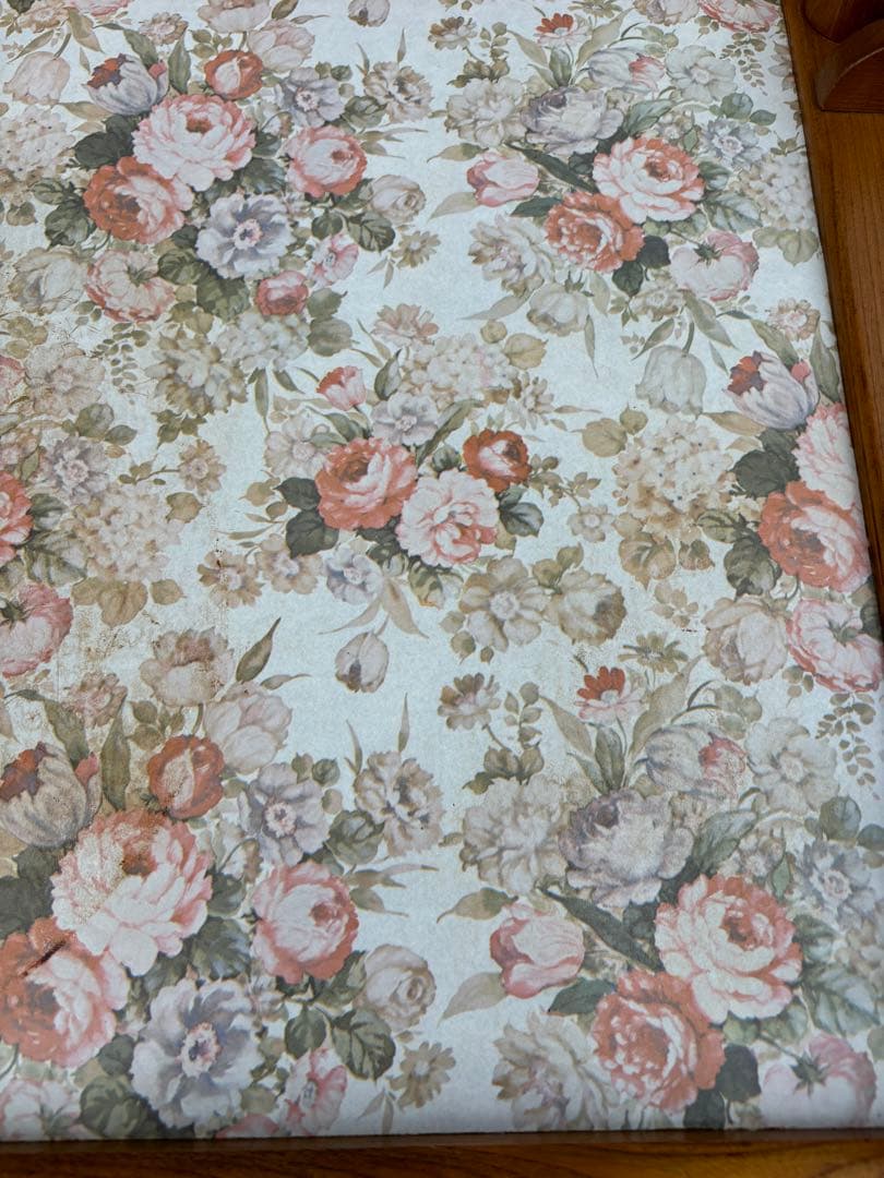 60〜70s 木製 2段式キッチンワゴン トローリーワゴン　花柄 昭和レトロ