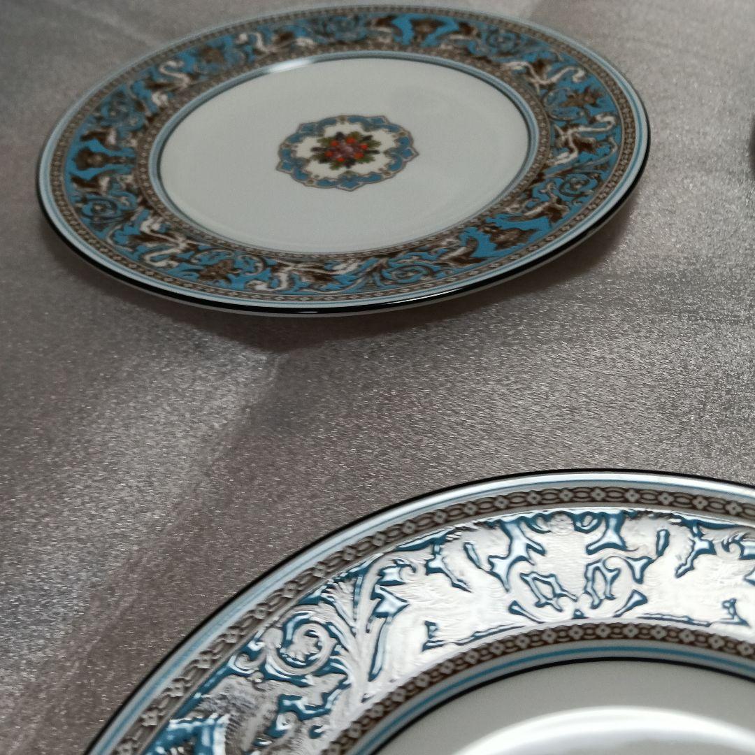 ウェッジウッド【フロレンティーンターコイズ】20.5cm プレート 5枚 黒壺