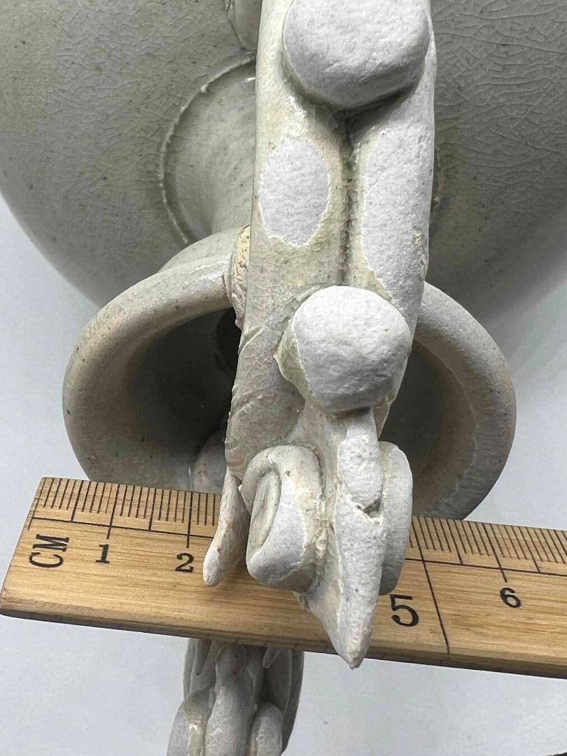 唐時代 白磁双龍耳大尊 巩県窯白瓷 【旧家旧蔵】　希少貴重　花入(B-68)