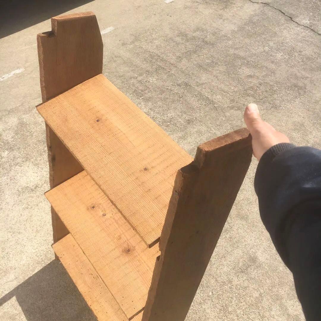 ジャンクガーデン　ラダーシェルフ　3段ラック　木材　古材　シャビー