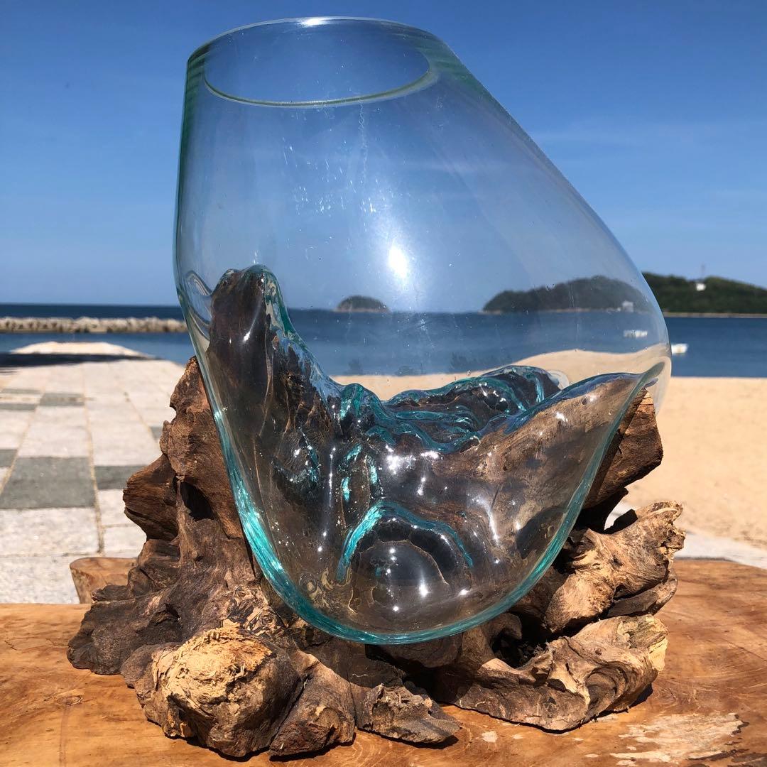 流木ガラス オブジェ超特大D 花瓶 金魚鉢 水槽 テラリウム 観賞魚 メダカ容器