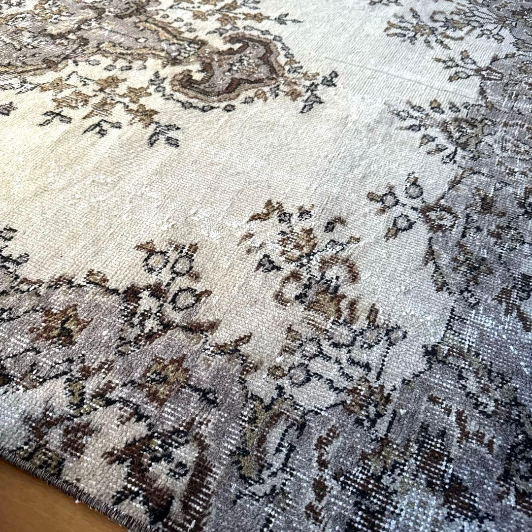 専用116×204 グレージュ×ブラウン　王道メダリオン　トルコヴィンテージラグ