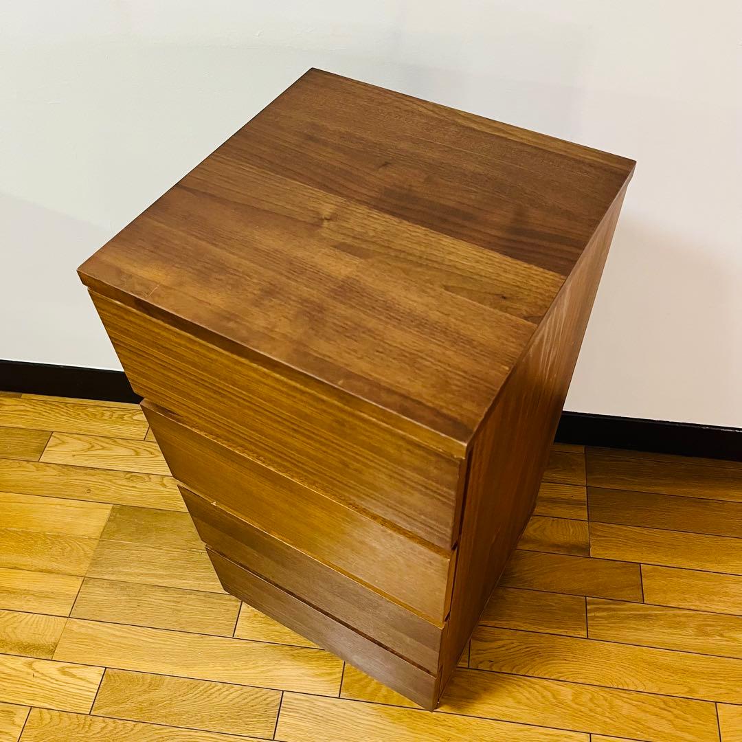 【廃盤 希少品】無印良品 ４段チェスト 足つき ウォールナット材　送料込み