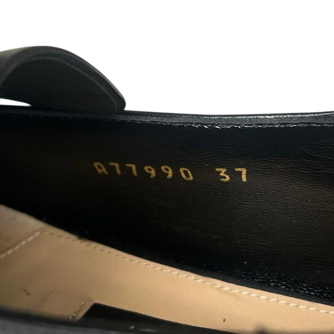 極美品 セルジオロッシ 37 SR1 ロゴプレート ローファー スリッポン 黒
