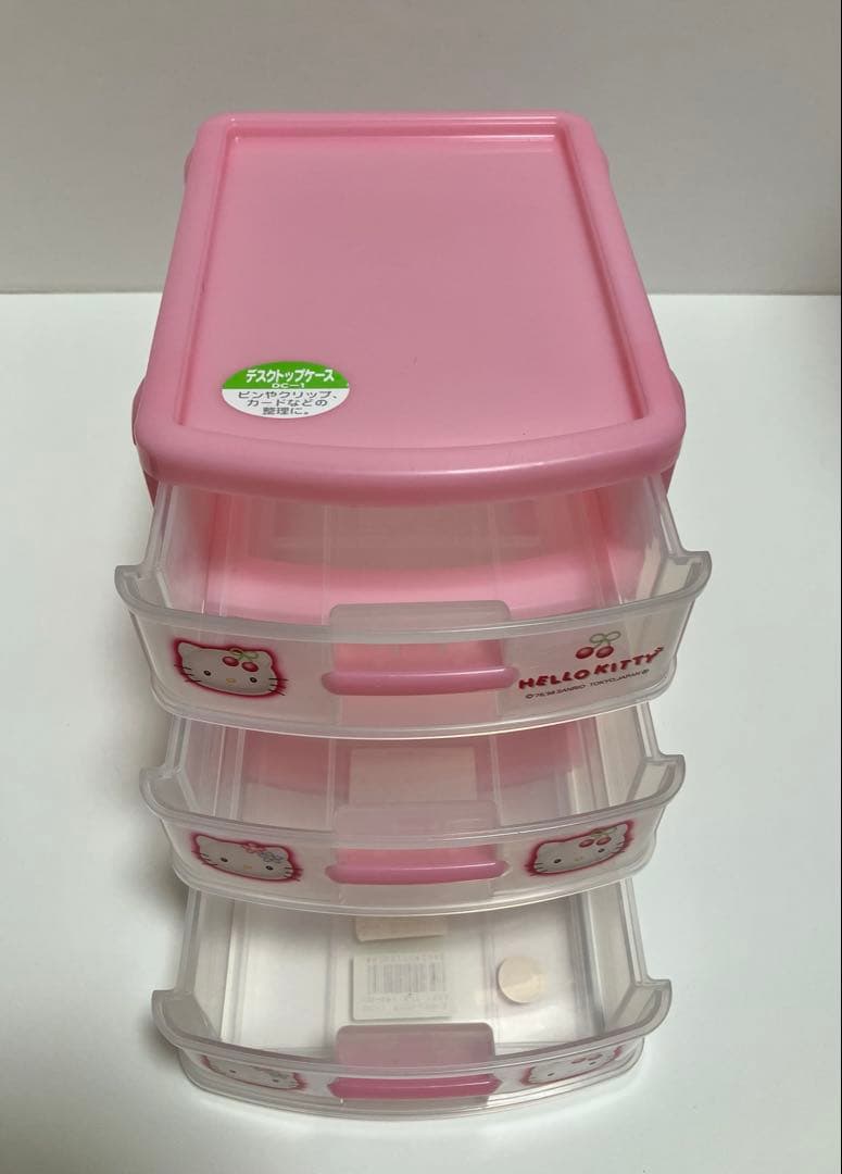 メ*ダ様 【断捨離】当時物 ハローキティ3段小物収納ボックス デスクトップケース