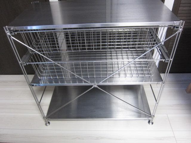 MUJI /無印良品　ステンレスユニットシェルフ3段　ステンレスバスケット×2