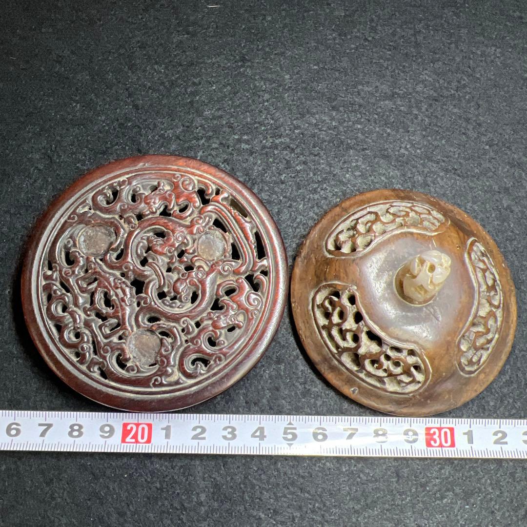 中国明時代　龍泉窯　白砡摘唐木台青磁香炉　木箱付　東Y8-0128☆2Fトカサ