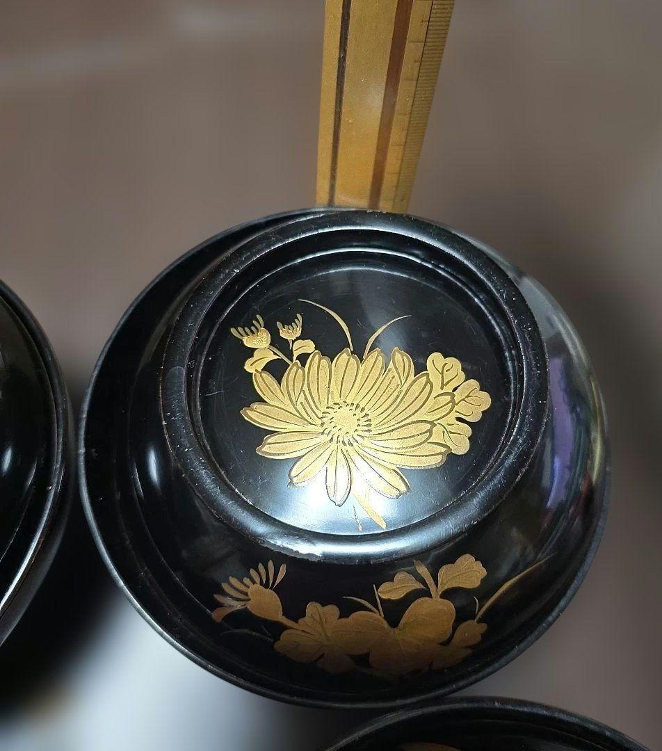 金蒔絵の施された輪島塗り漆器椀4個セット 金色装飾