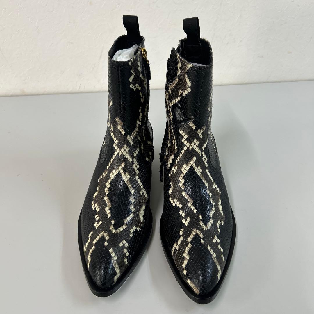 芸術品新品未使用箱付定価30万円の8割引バリーbally蛇革パイソンブーツ黒