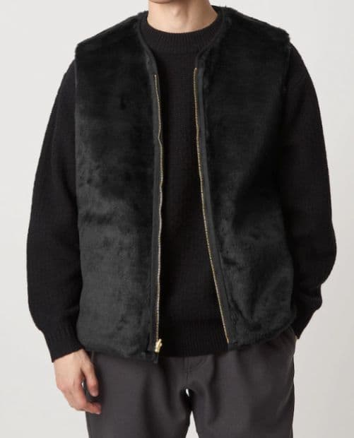 リバーシブルフェイクファーコーデュロイ ベスト 40 ブラウン