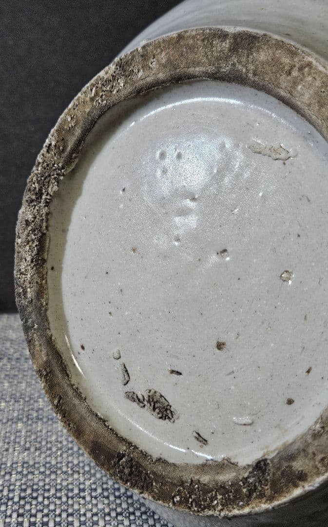 李朝　青華　染付　楼閣山水人物図　大瓶 大壺　高 約37.2cm　韓国古美術