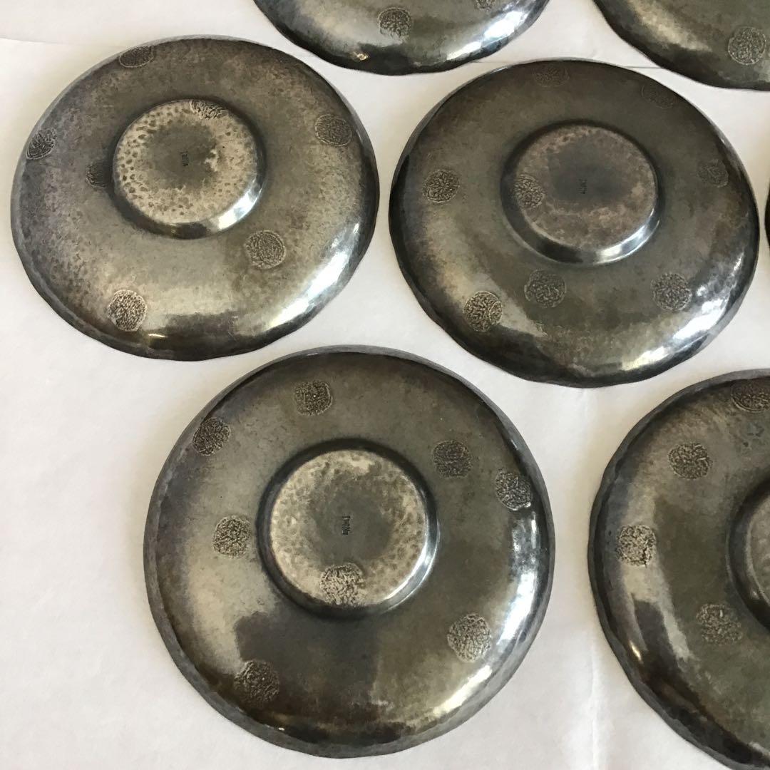 茶道具　純銀茶托大10枚　一鳳斎造と錫製(推定)茶托小5枚　共箱　S1012CT