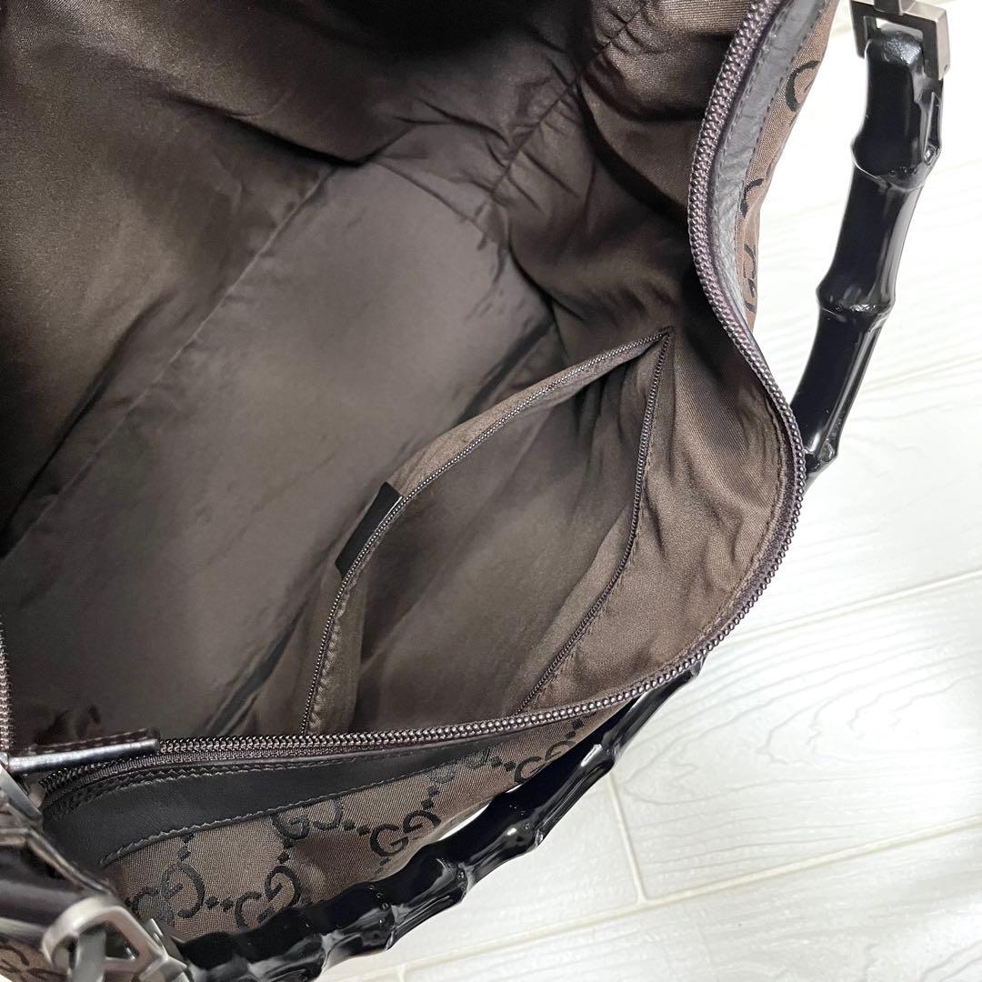 ✨極美品✨☘️GUCCI☘️✨ワンショルダー✨バンブー✨GG柄✨ナイロンキャンバス✨