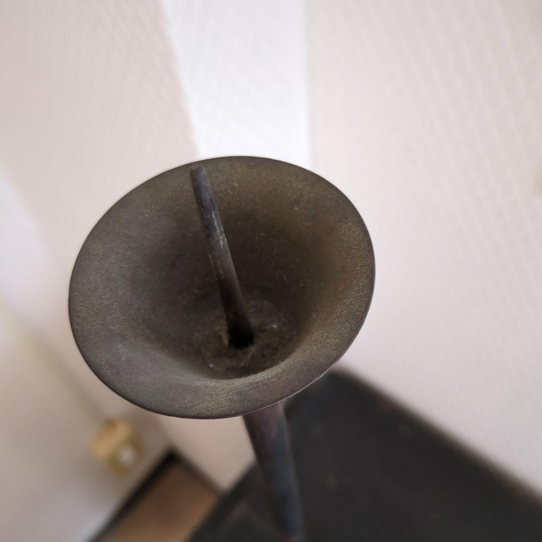骨董 燭台 金属製 キャンドルスタンド オブジェ ろうそく立 シンプル