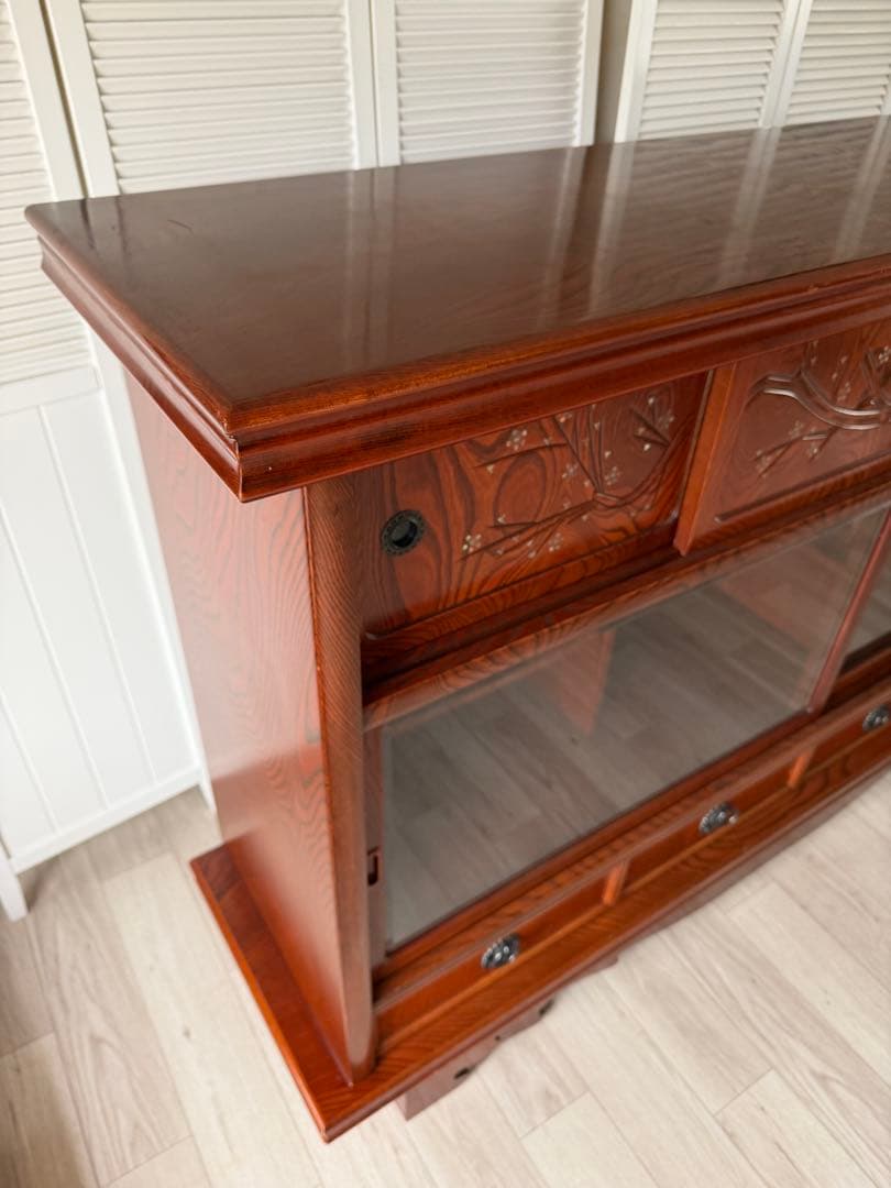 欅材 レトロ茶箪笥 水箪笥 古家具 昭和 アンティーク 収納棚