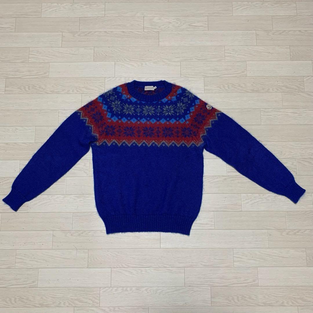 希少★ モンクレール　フェアアイル柄　ニットセーター ブルー　青　5P31