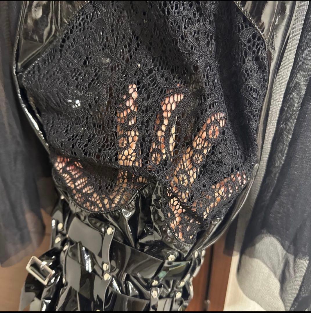 ゴスロリ 伯爵夫人 ゴシックエナメルマーメイドワンピース ブラック【歪萌舍】