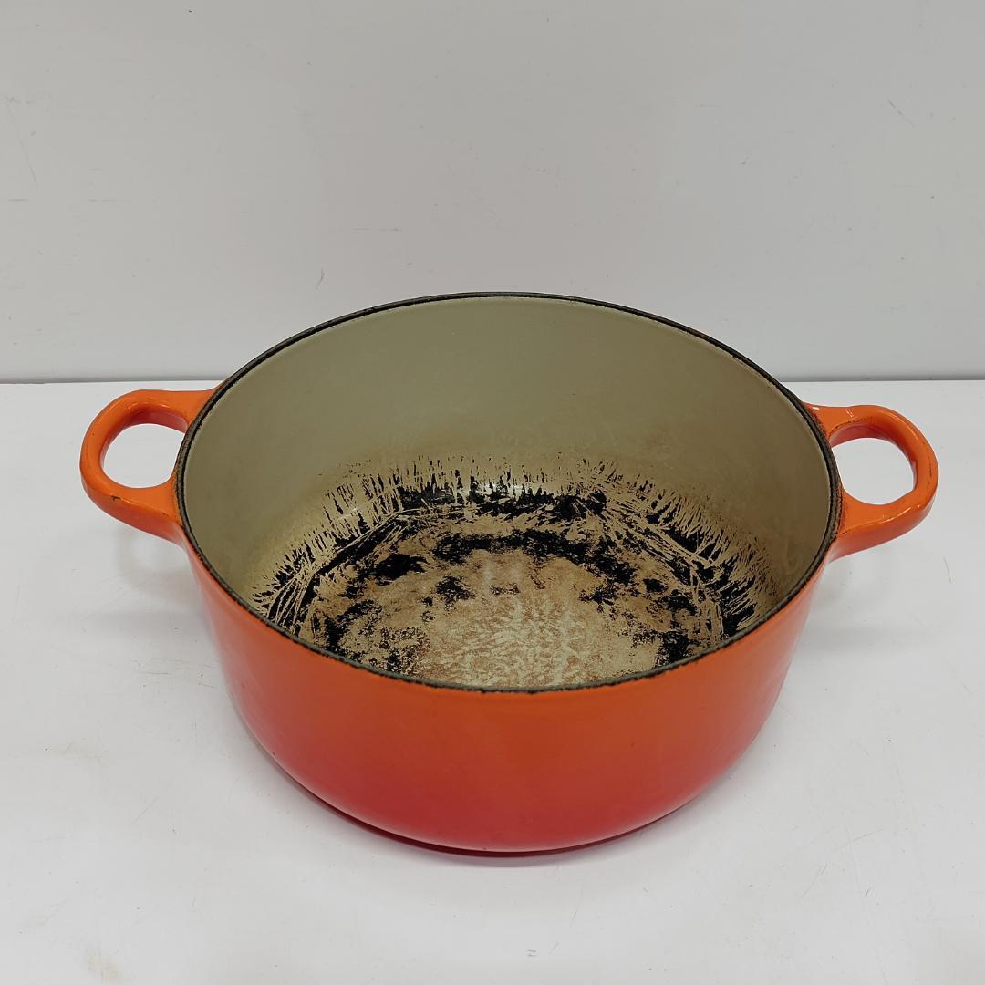 ル・クルーゼ ココットロンド 20cm オレンジ フランス製 両手鍋 m1197