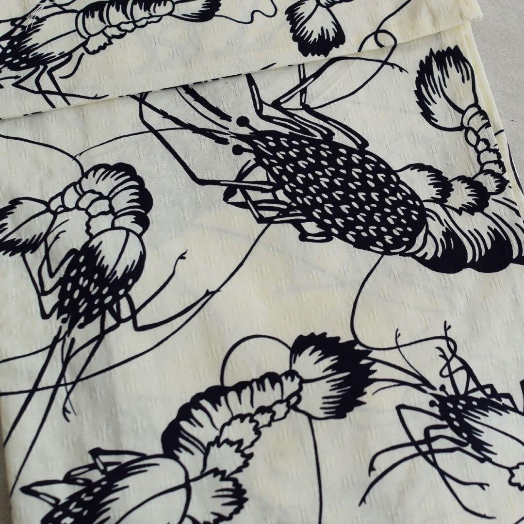 ニコアンティークオリジナル　国内染色 古典柄レトロ　伊勢海老　浴衣　花火大会