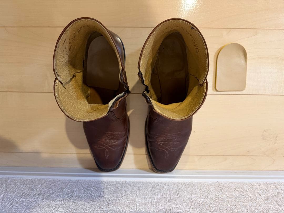 ブラウン Boulet ジッパー付き ウエスタンブーツ US 11