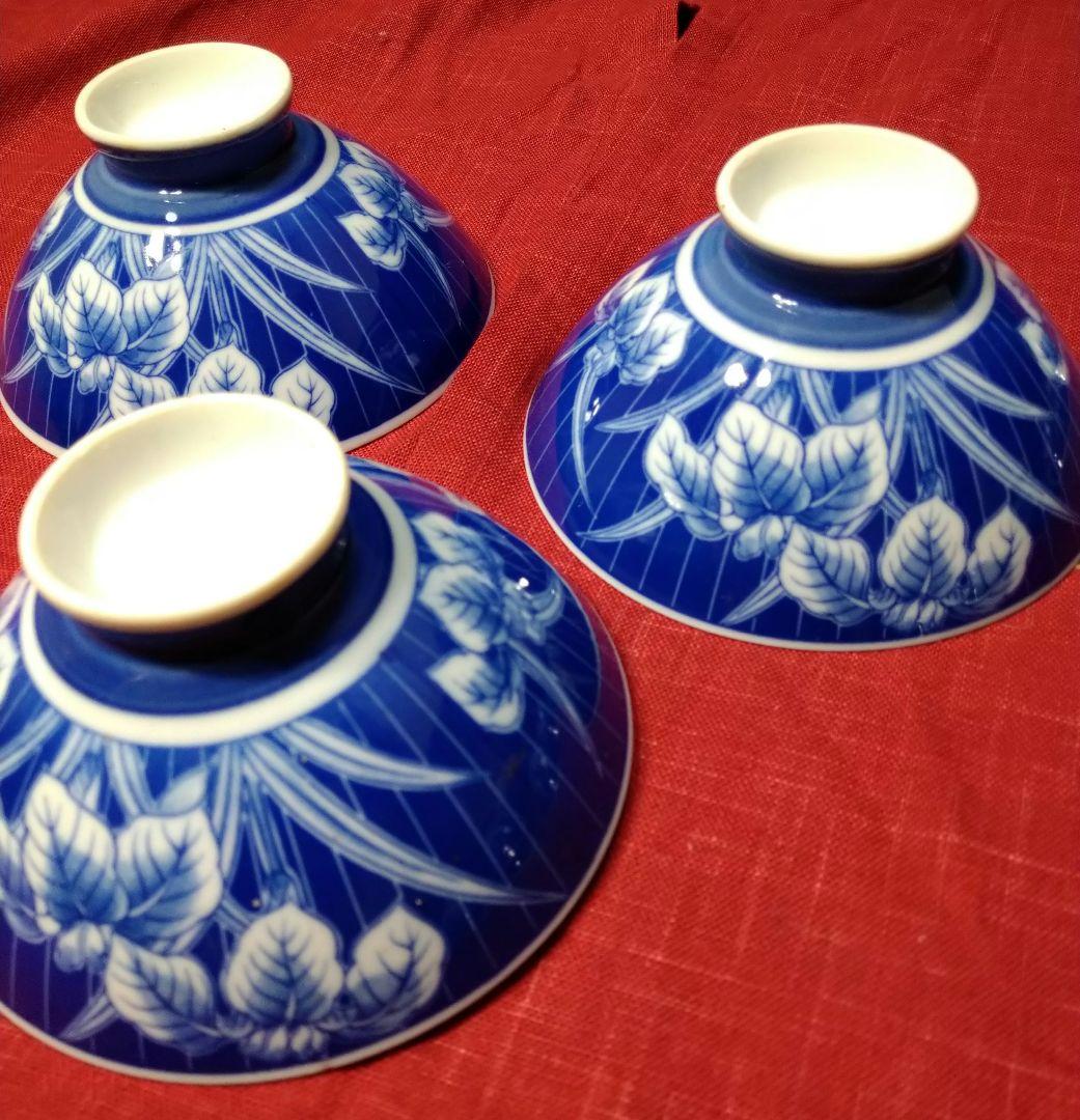 ♥素敵なヴィンテージ品♥高級感漂う鮮やかな有田焼♥染付けコバルトブルー茶碗7皿