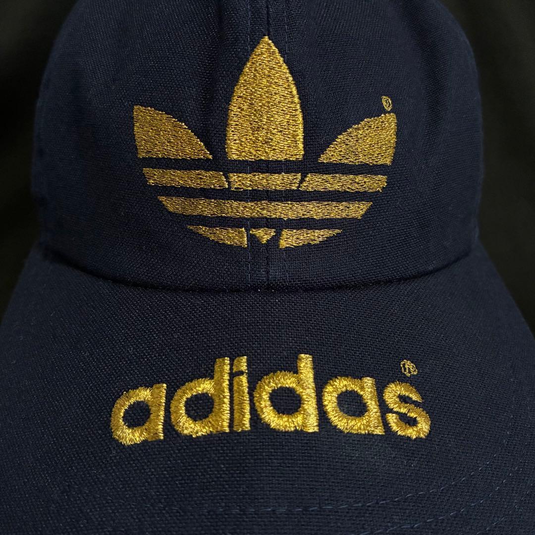 80s old adidas デサント製 キャップ トレフォイルロゴ アディダス