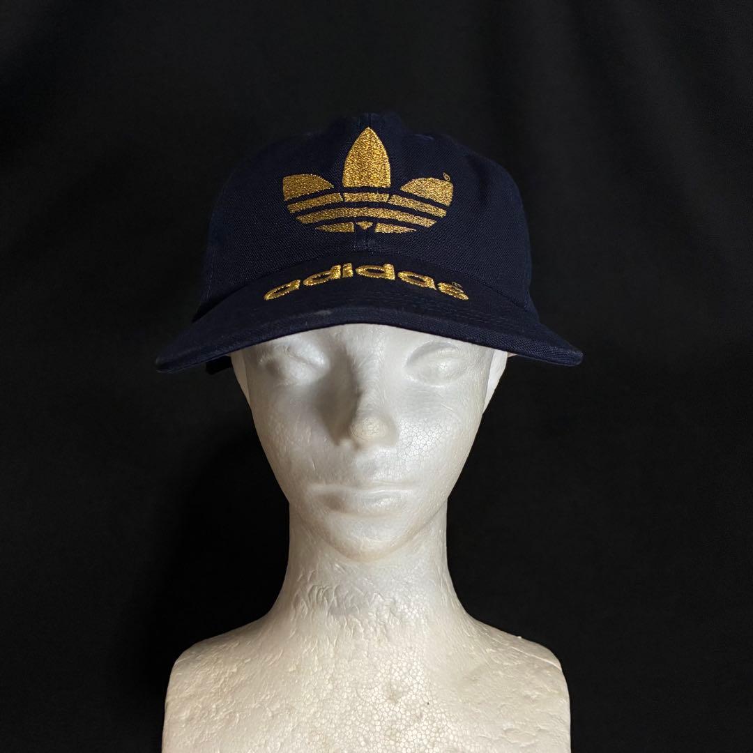 80s old adidas デサント製 キャップ トレフォイルロゴ アディダス