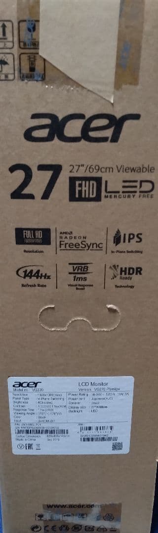 Acer VG270 Pbmiipx 27インチ ゲーミングモニター