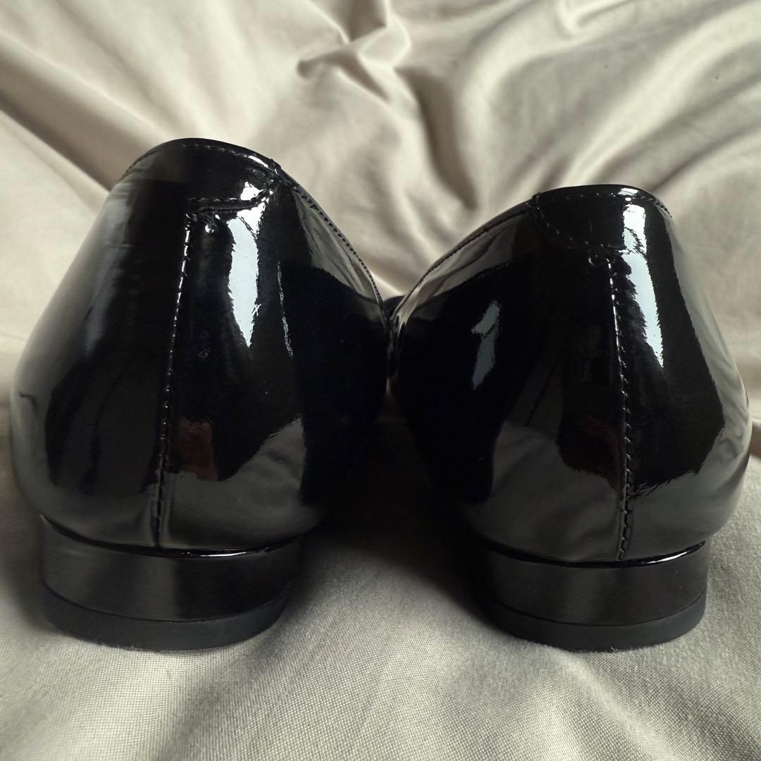 極美品☆ダイアナ オペラシューズ ポインテッドトゥ リボン エナメル フラット