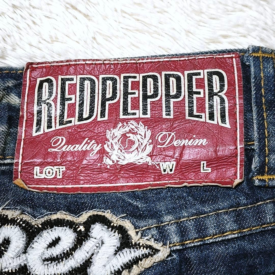 RED PEPPER レッドペッパー 刺繍デニム ブーツカット フレア 羽 翼