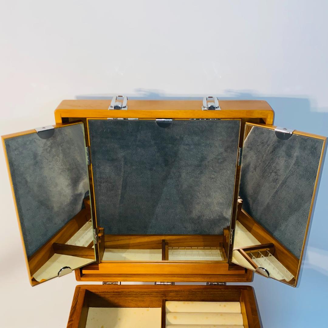 化粧箱 木目 三面鏡 木製 レトロ メイクボックス ドレッサー ② 送料込み