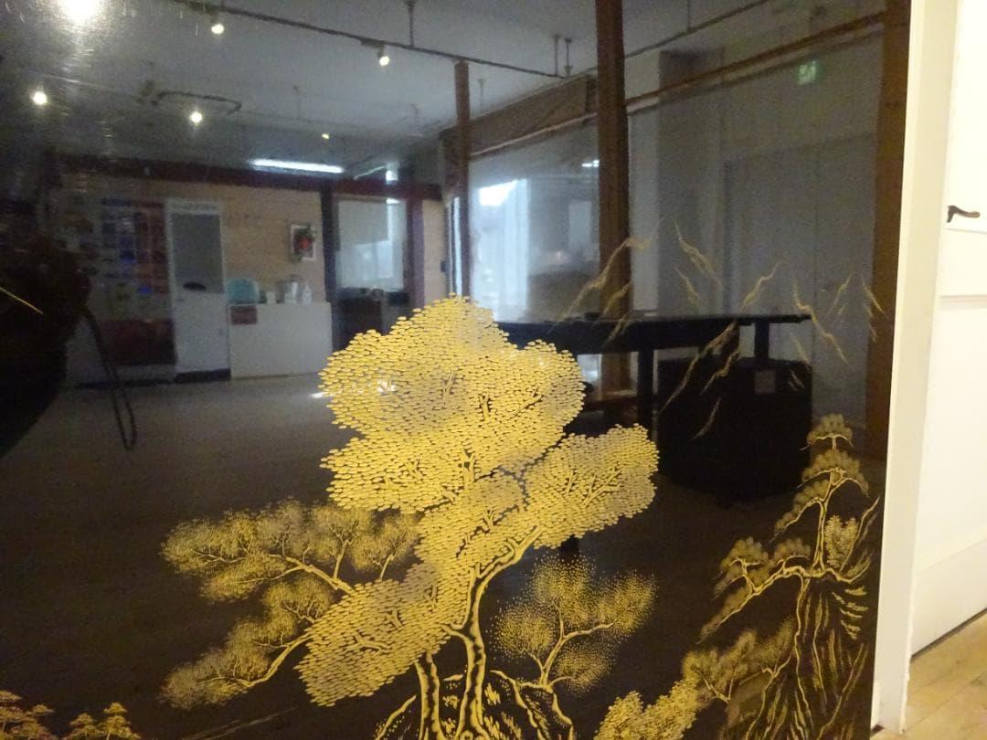 伝統工芸　輪島塗　川端光峰 作　沈金 蒔絵　衝立　高級品　美品