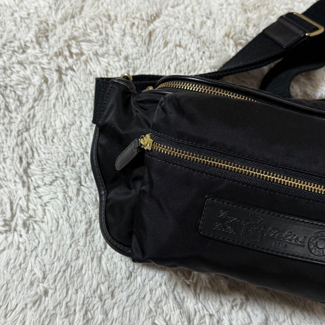 ⭐️新品未使用⭐️　felisi 799　ウエストバッグ　ナイロン×レザー　ブラック