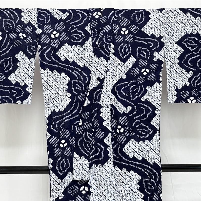 ゆりのはな　絞り浴衣　有松鳴海絞り　手蜘蛛絞り　総絞り　綿　トール　G702