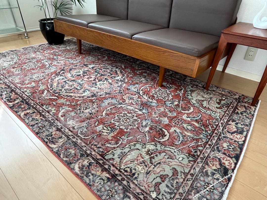 【Nica】トルコヴィンテージラグ　ブラウンレッド