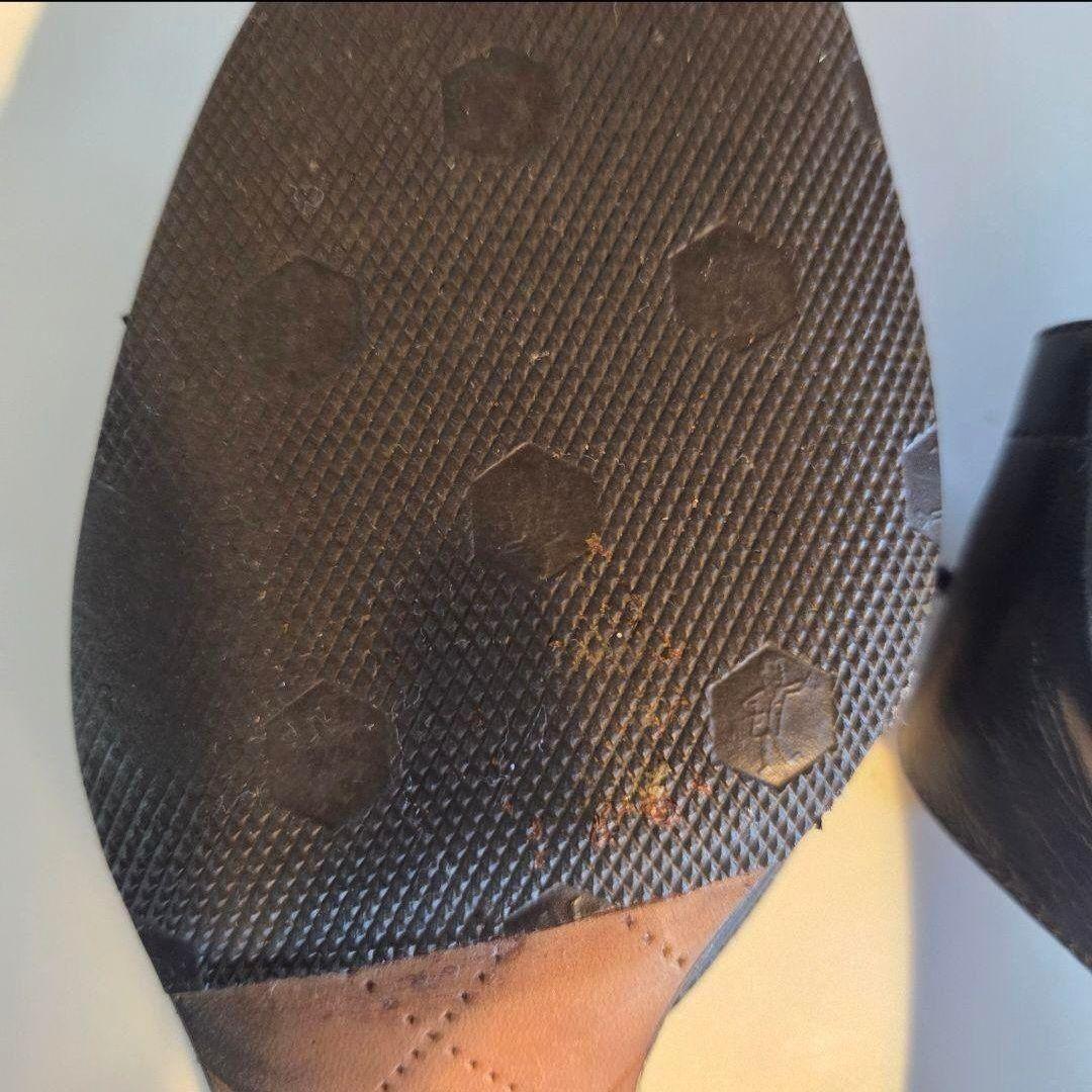 シャネル　 ブラック　レザーサンダル 中ヒール　リボン付き　22.5㎝