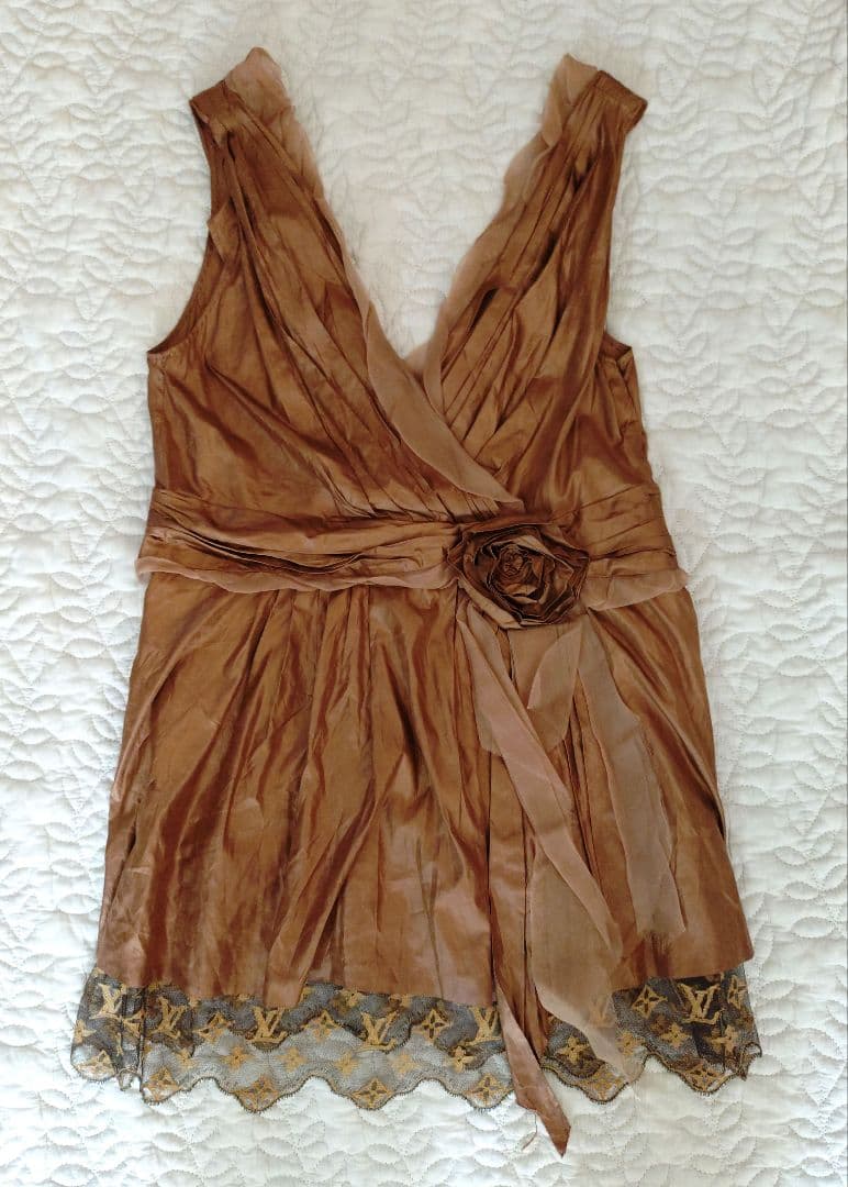 【LOUIS VUITTON】モノグラム柄レース キャミソール 36 美品