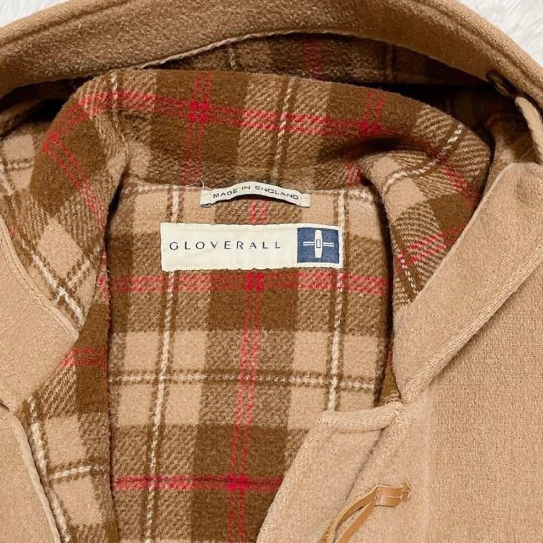 グローバーオール ダッフルコート 英国製 チェック ウール ベージュ US40