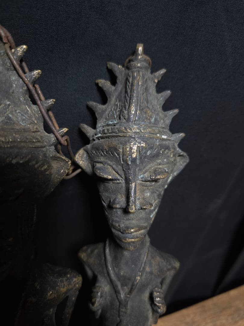 自立不可ナイジェリアヨルバ族鉄製男女オブジェアフリカプリミティブアート