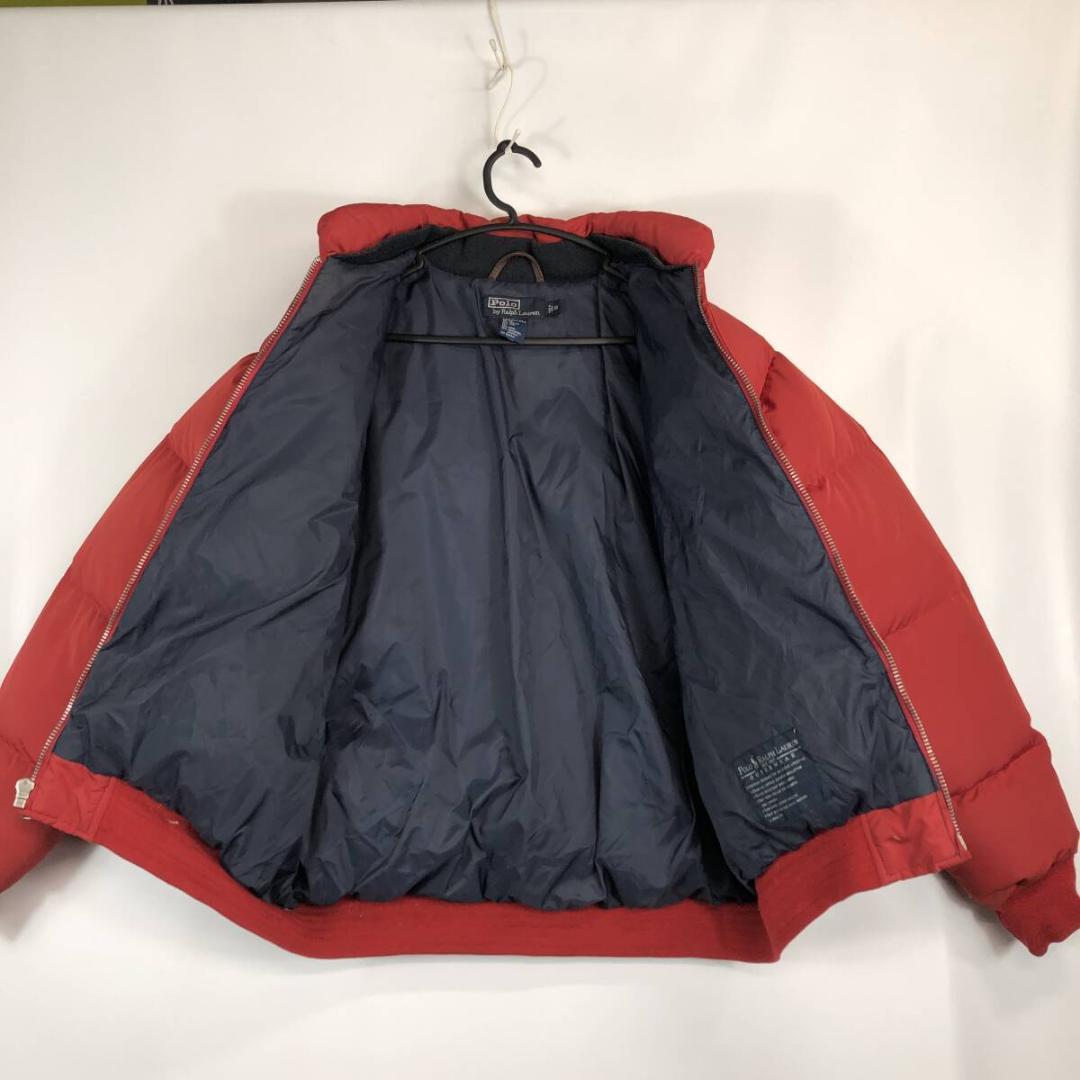 90s ラルフローレン ダウンジャケット レッド Sサイズ 内側ネイビー