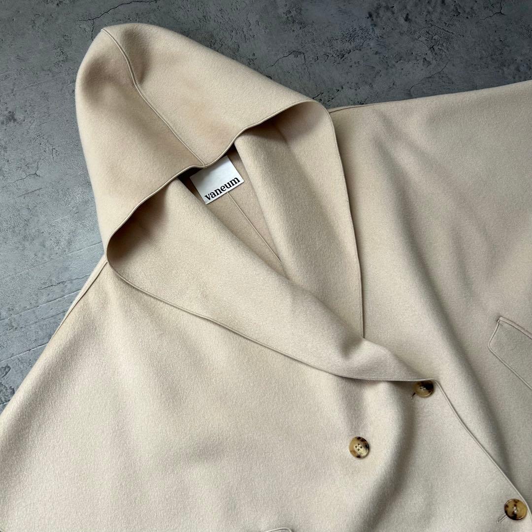 極美品 Vaneum クロークフーディポンチョコート ライトベージュ